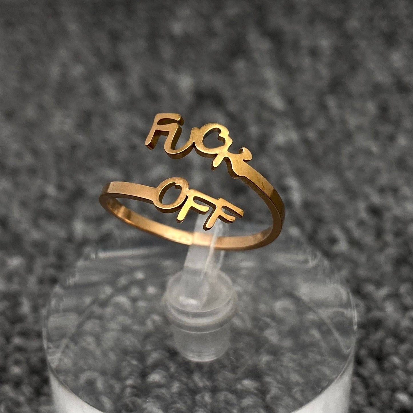 'Fuck OFF' Gold-plated Stainless steel Adjustable Ring - FGS: Steel color