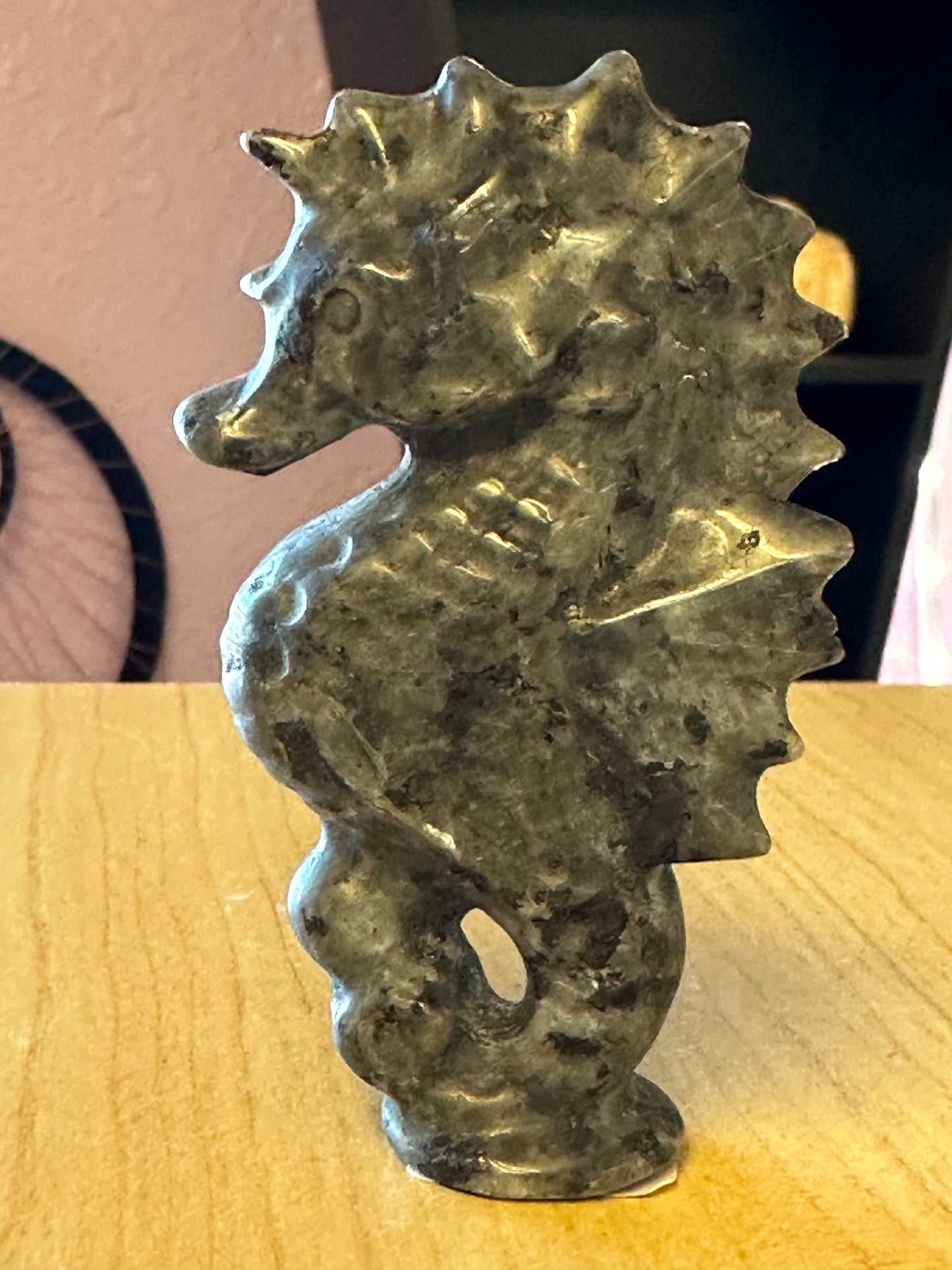 Larvikite Seahorse Carving
