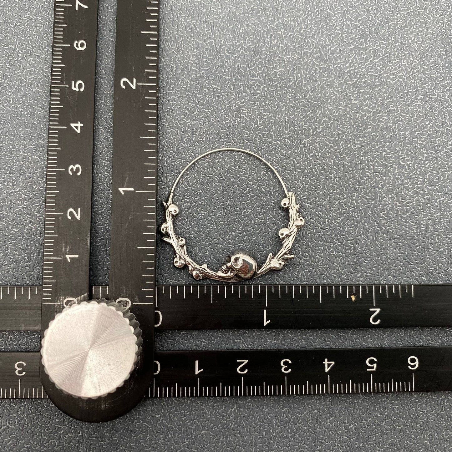 Gothic Stainless Steel Skull Hoop Earrings - GT