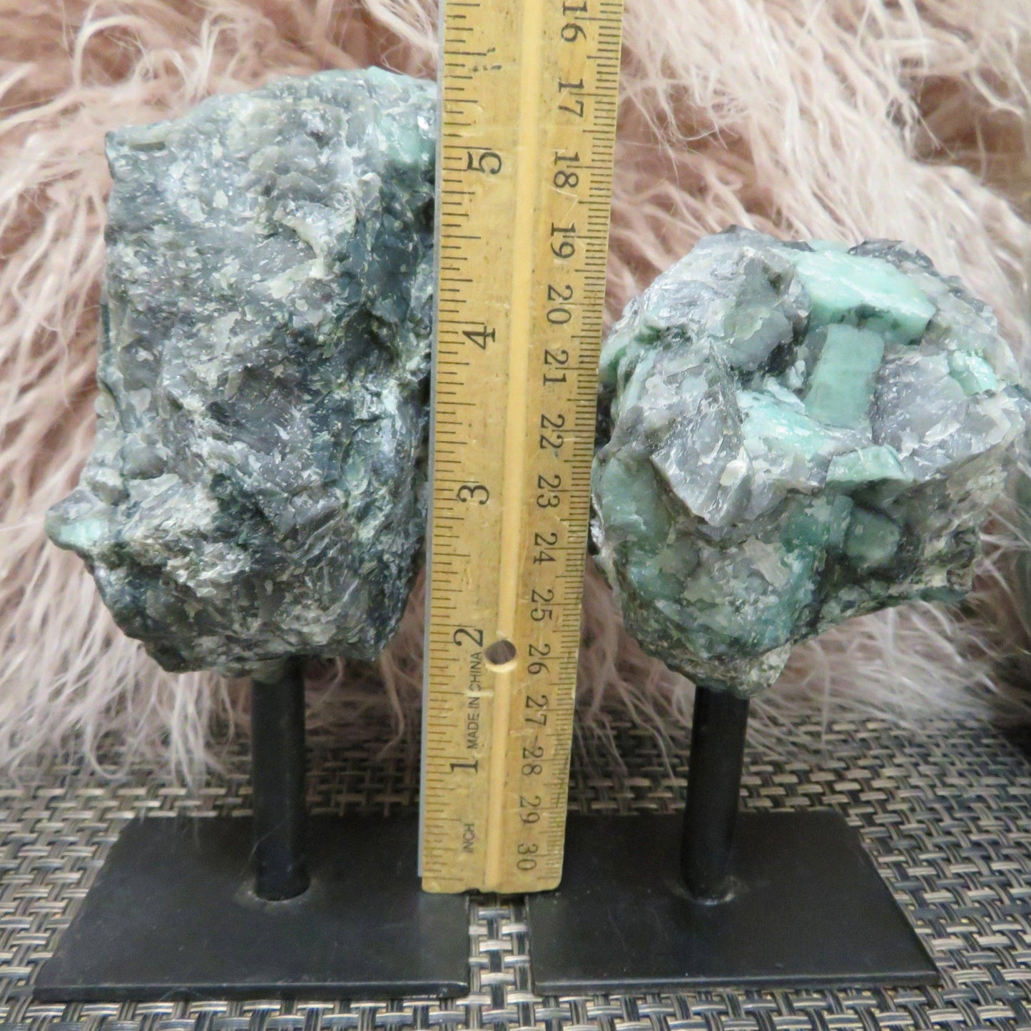 Crystal Emerald on Metal Stand - Raw Emerald Chunk (RK3-05)