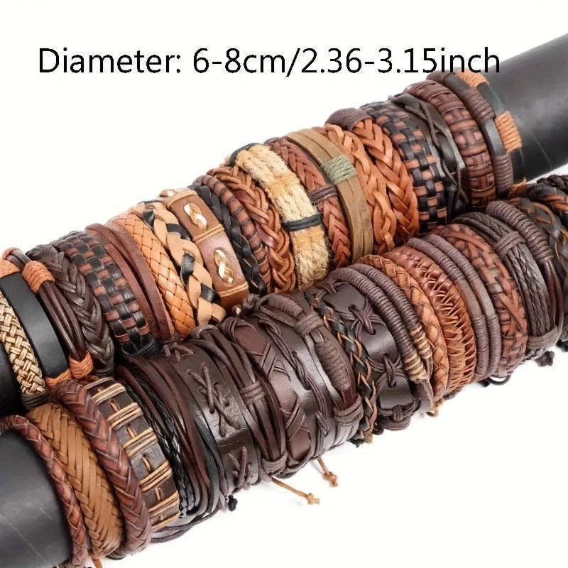 Handcrafted Leather Bracelets Geometric Design Vintage Style: 10pcs Accessories Mix