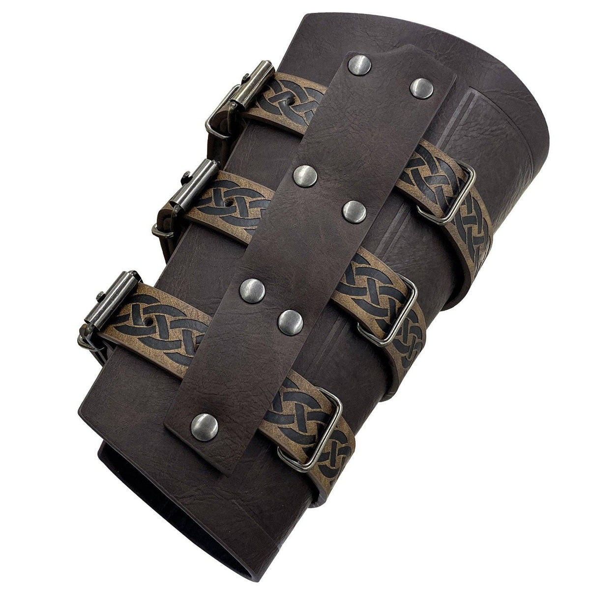Medieval Knight Arm Bracers Retro Three-Band Costume Accessories: Black (Single)