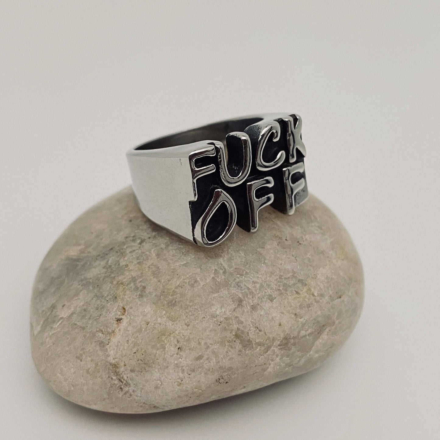 Personalized Fuck Off Stainless Steel Ring - MJ/MR: 9#