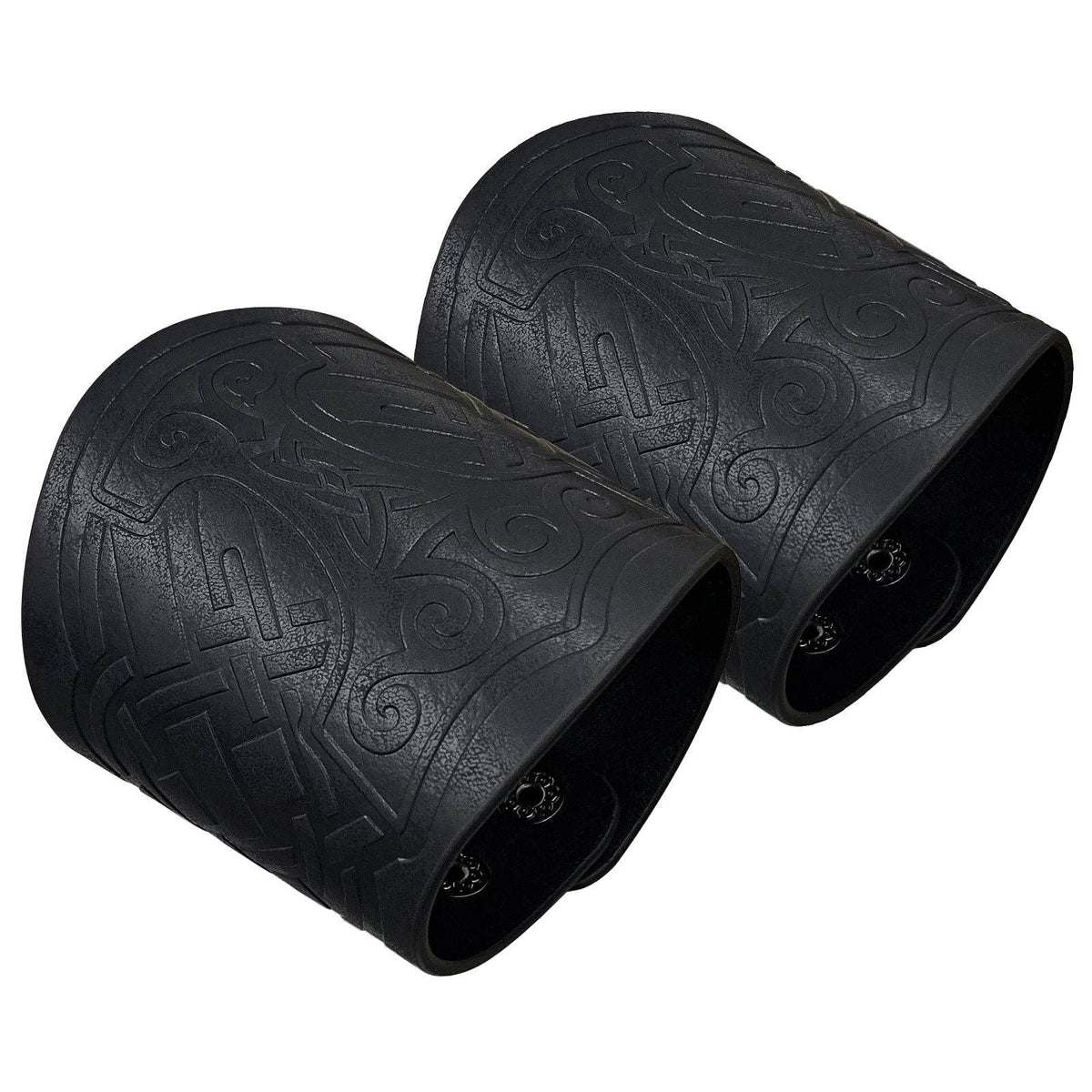 Viking Style Leather Cuff Bracelets with Embossed Design: Style A Dragon Black (Single)