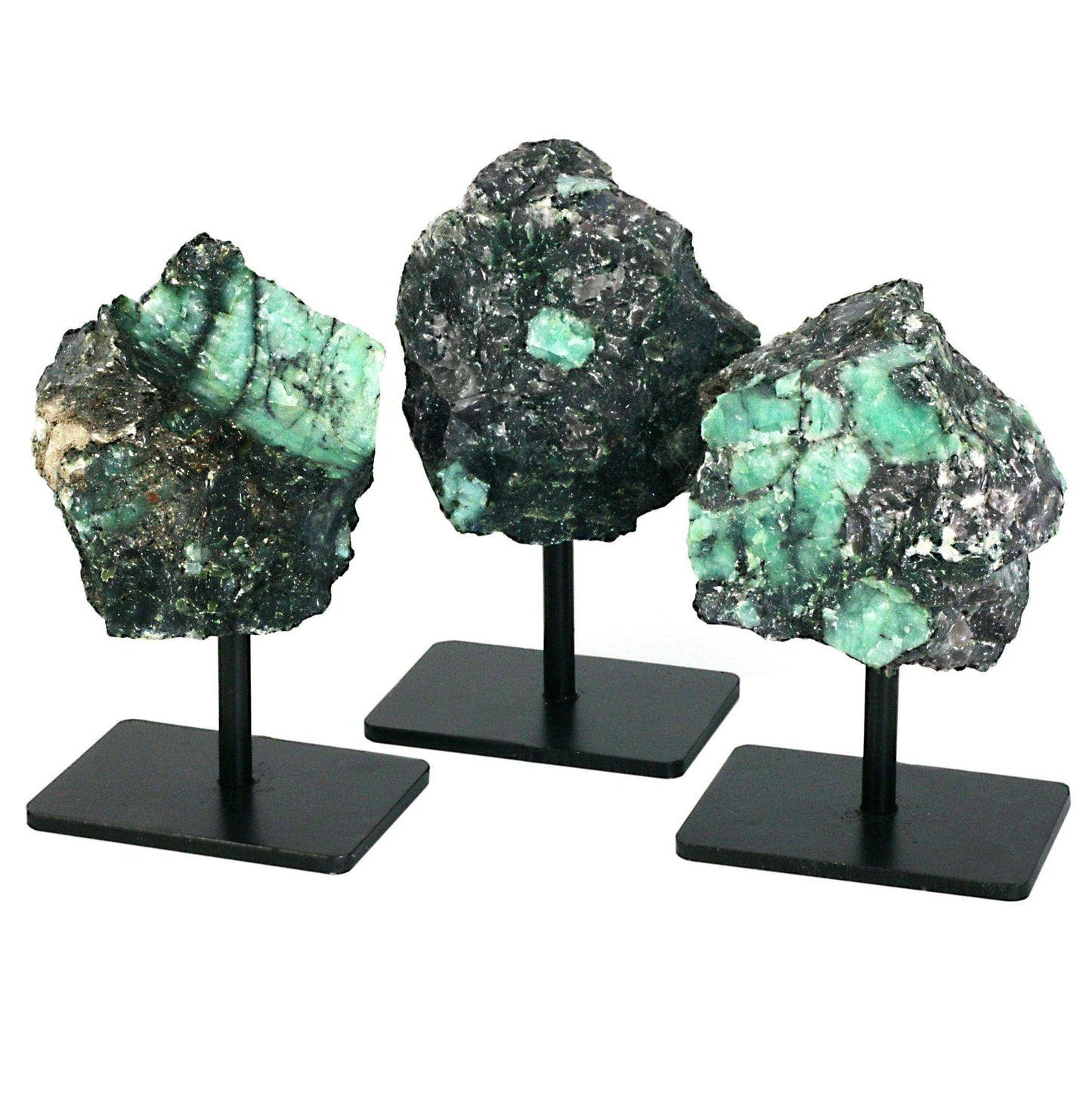 Crystal Emerald on Metal Stand - Raw Emerald Chunk (RK3-05)