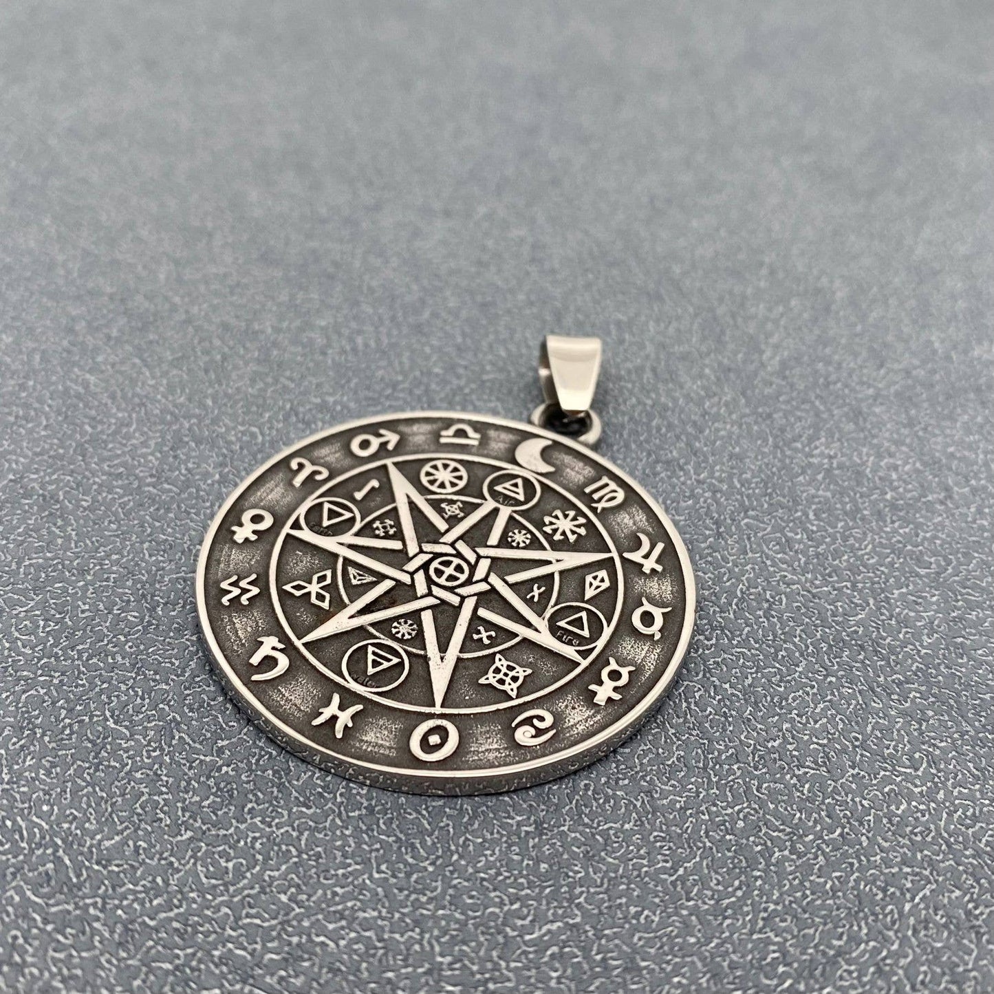 Zodiac Compass Stainless Steel Charm Pendant - MJ/MNP