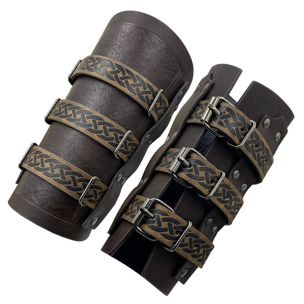 Medieval Knight Arm Bracers Retro Three-Band Costume Accessories: Black (Single)