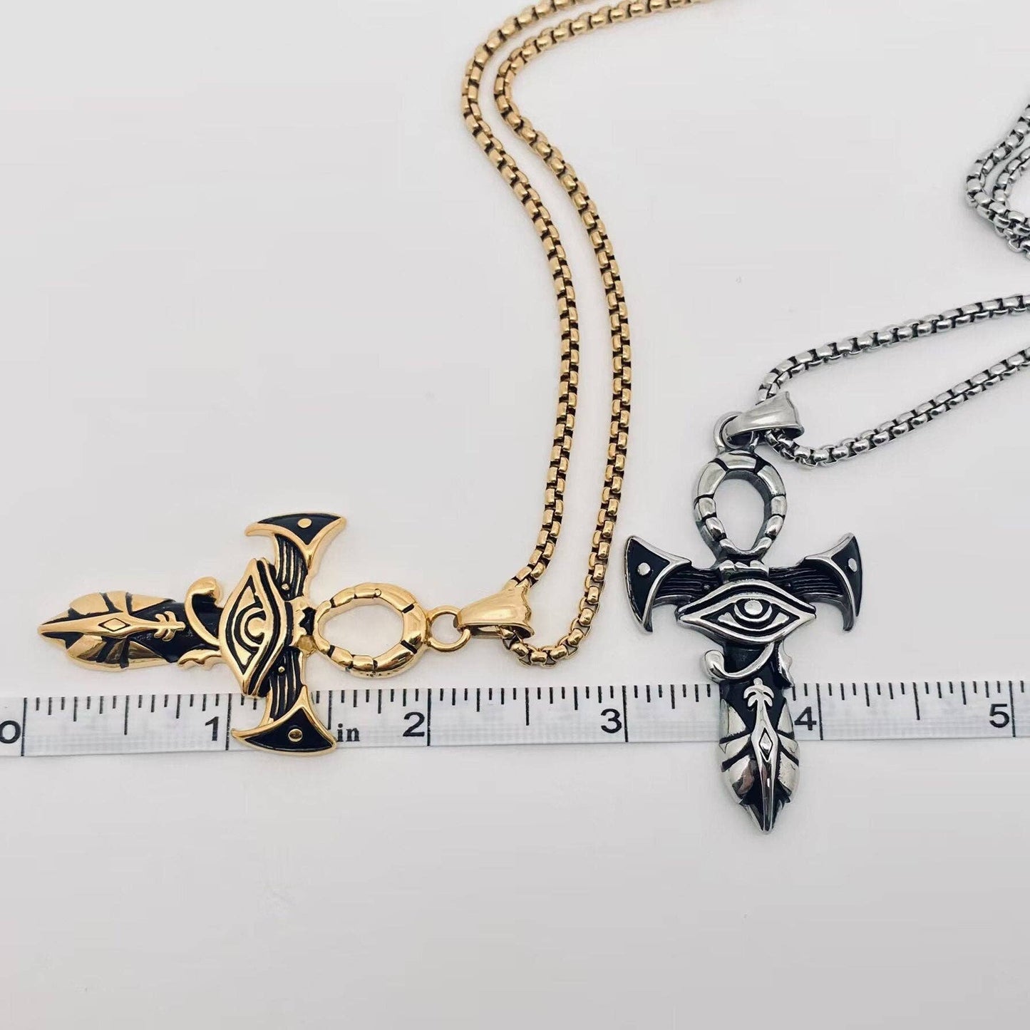 Eye of Horus Anka Cross Stainless SteelNecklace - MJ/MNP: Steel color