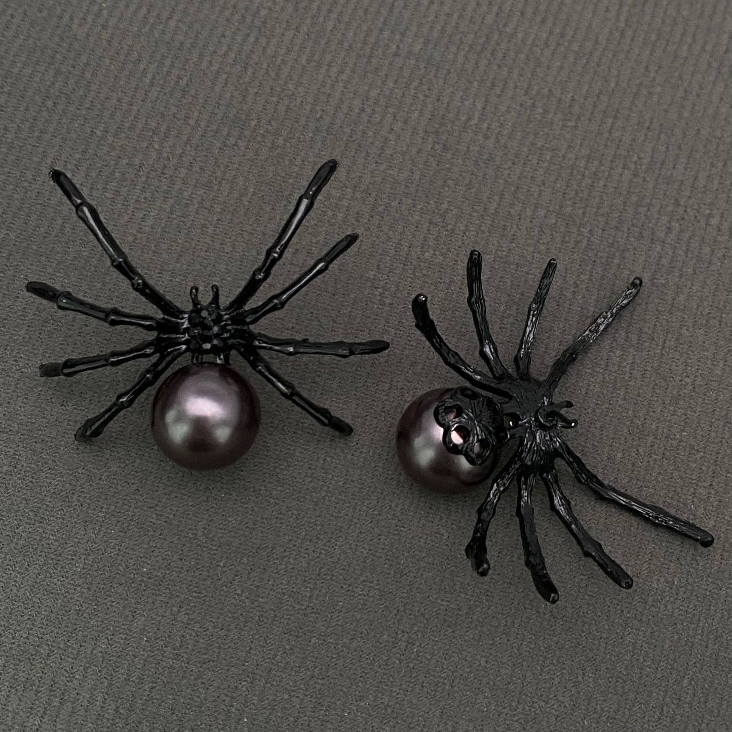 Gothic Black Spider Post Earrings - GT