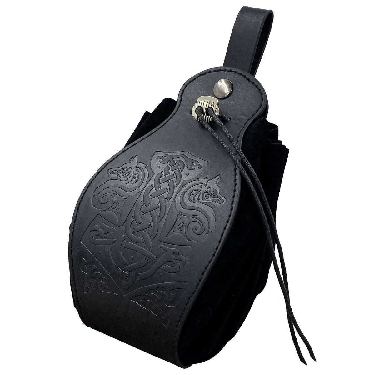 Viking Style Medieval Leather Pouch Belt Bag: Brown Spear S00113