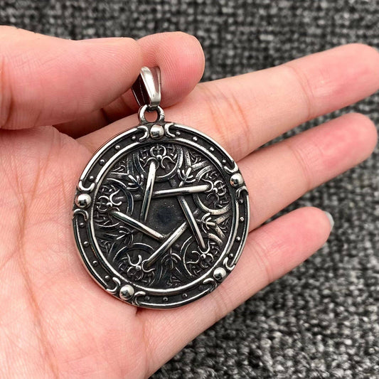 Vintage Magic Pentagram Stainless Steel Craft Pendant-MJ/MNP