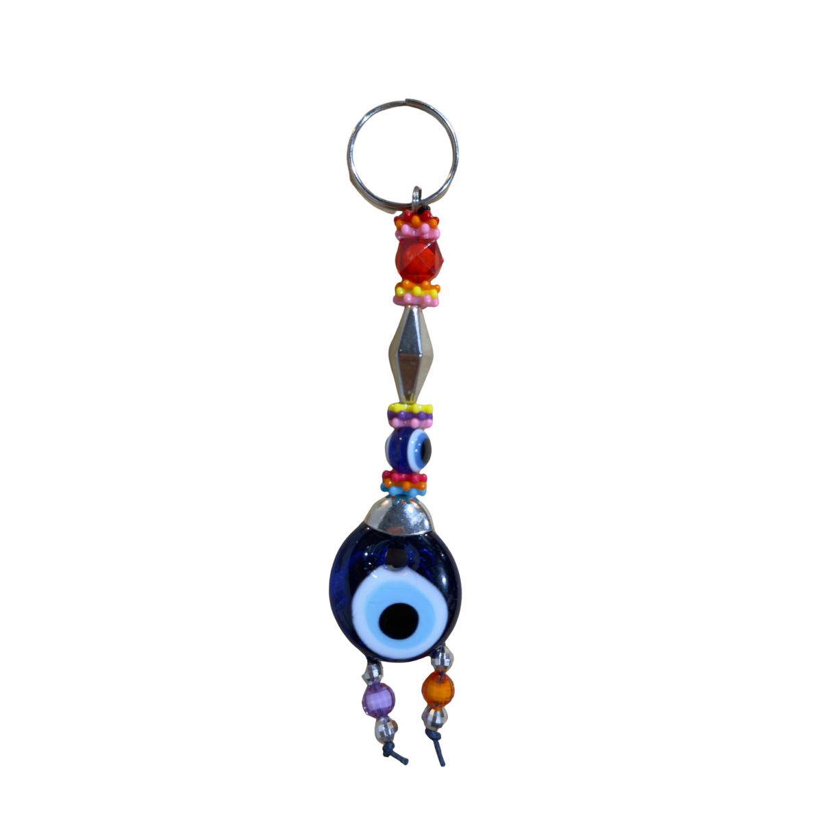 Handmade Glass Evil Eye Keychain – Turkish Key Ring – Assorted Blue Glass Keychain