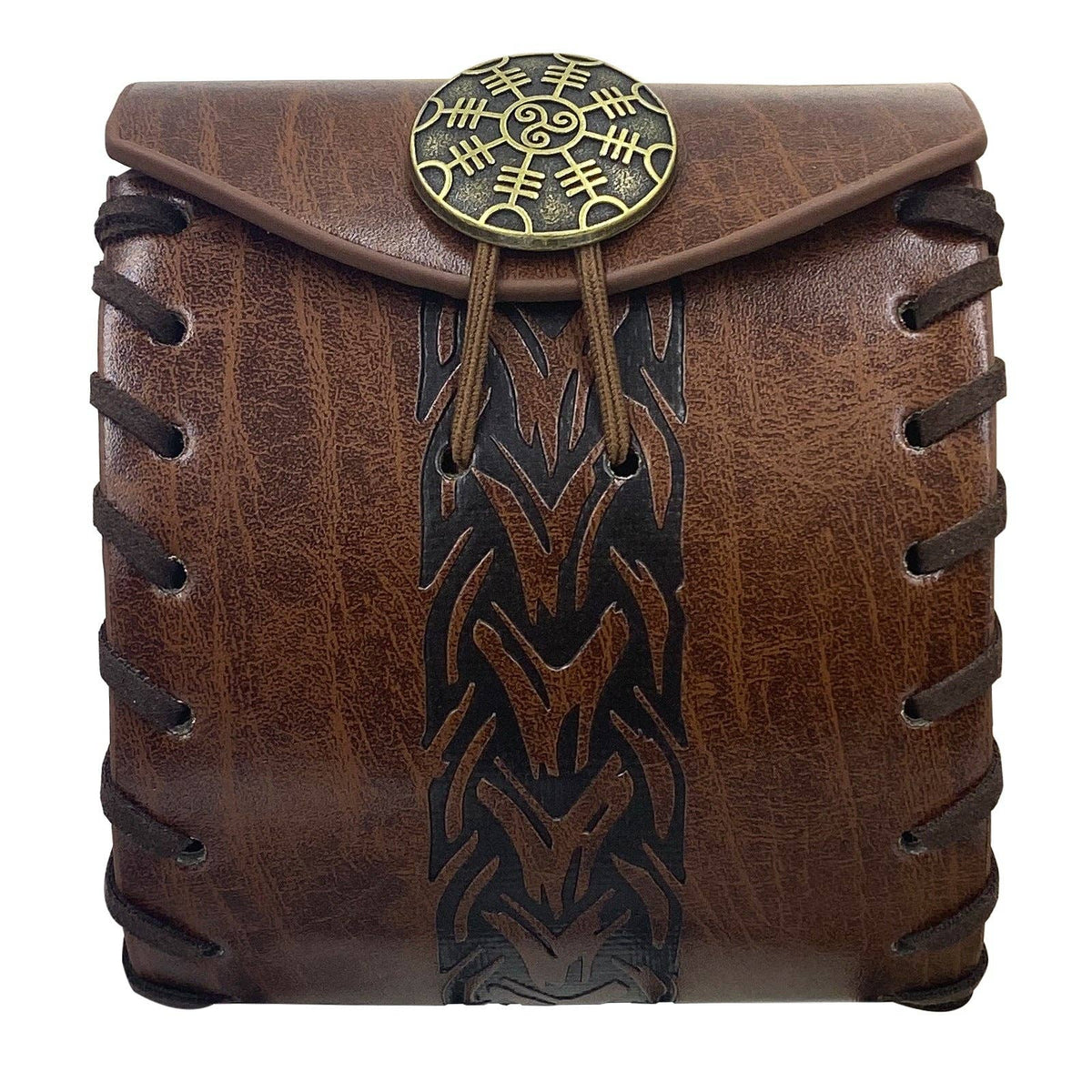 Medieval Viking Style Small Square Bag Retro Fantasy Prop: Style A Stripe Brown