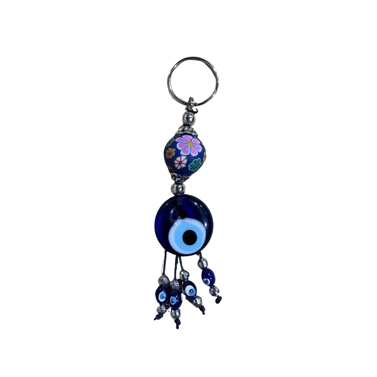 Handmade Glass Evil Eye Keychain – Turkish Key Ring – Assorted Blue Glass Keychain