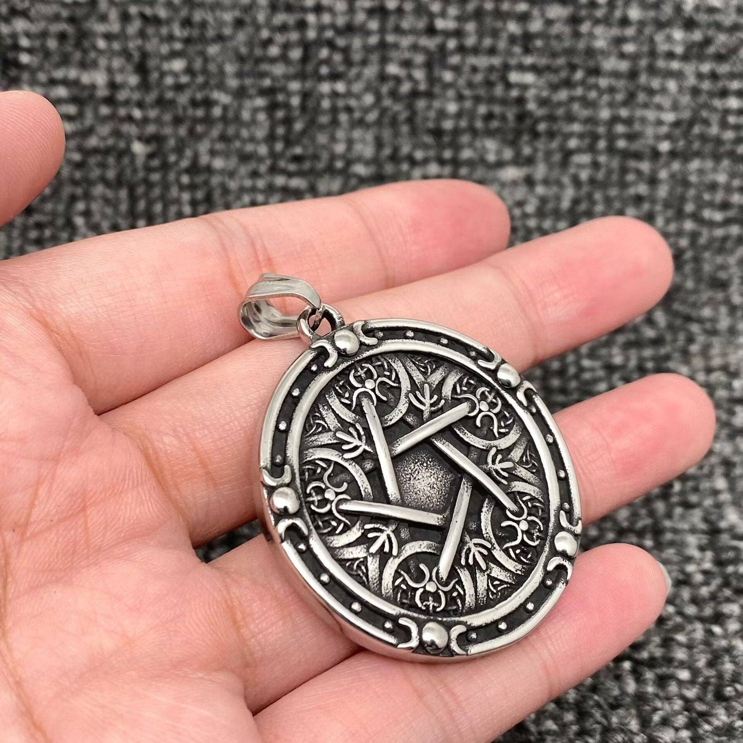 Vintage Magic Pentagram Stainless Steel Craft Pendant-MJ/MNP