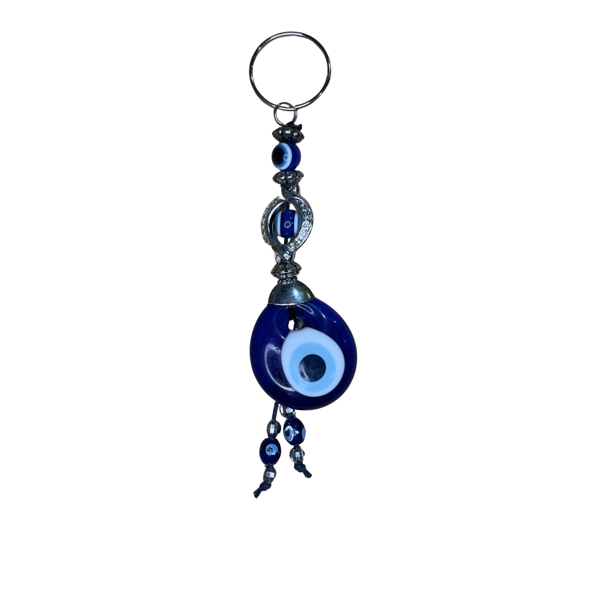 Handmade Glass Evil Eye Keychain – Turkish Key Ring – Assorted Blue Glass Keychain