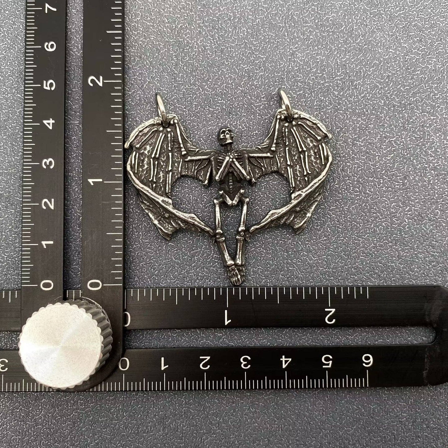 Gothic Stainless Steel Demon Wings Skull Craft Charm -MJ/MNP