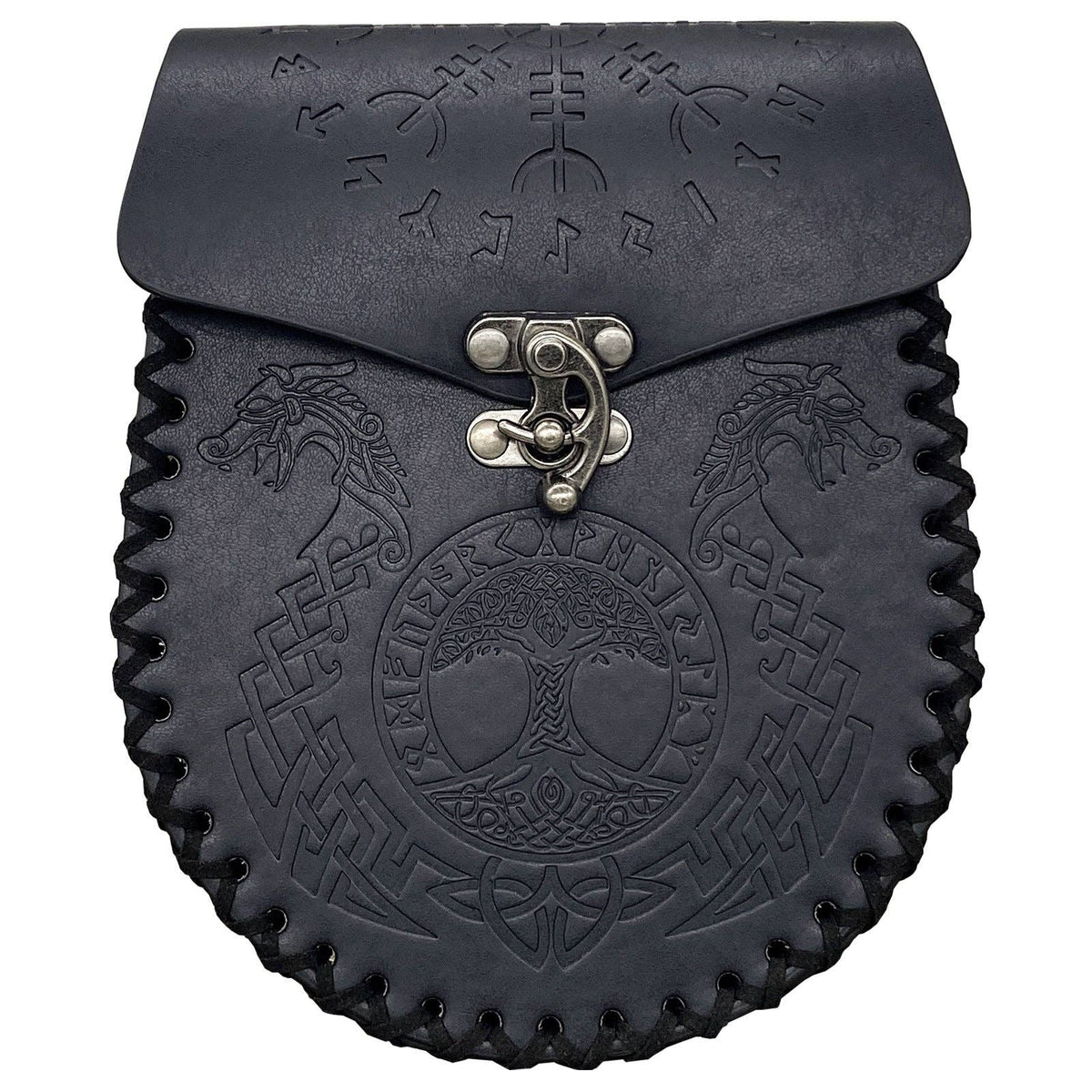 Vintage Viking Style Medieval Belt Wallet Retro Waist Bag: Brown Double Dragon S00064