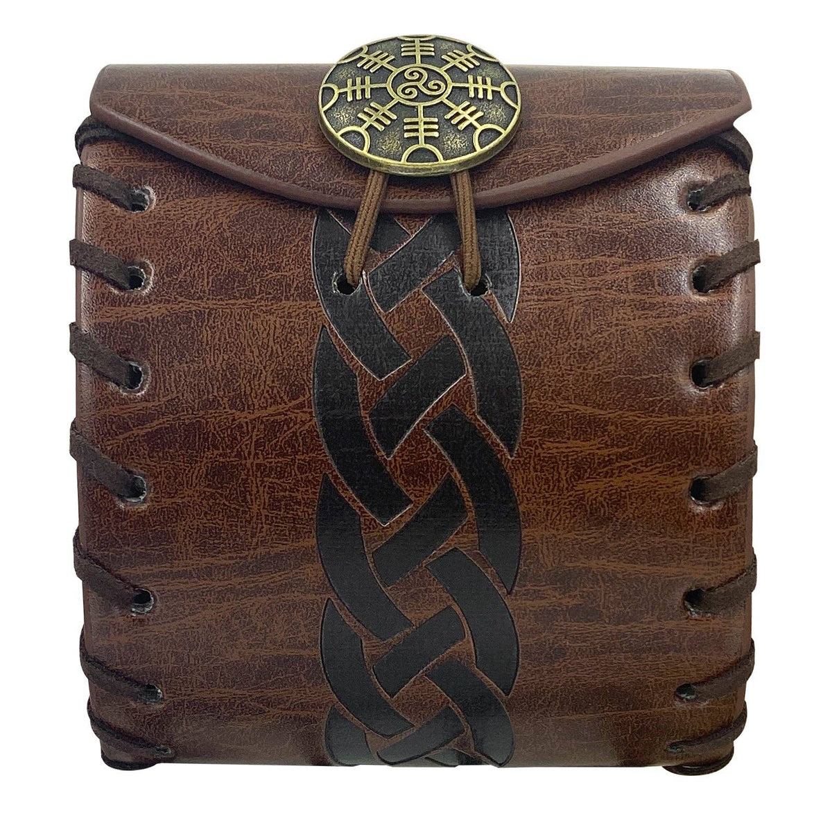 Medieval Viking Style Small Square Bag Retro Fantasy Prop: Style A Stripe Brown