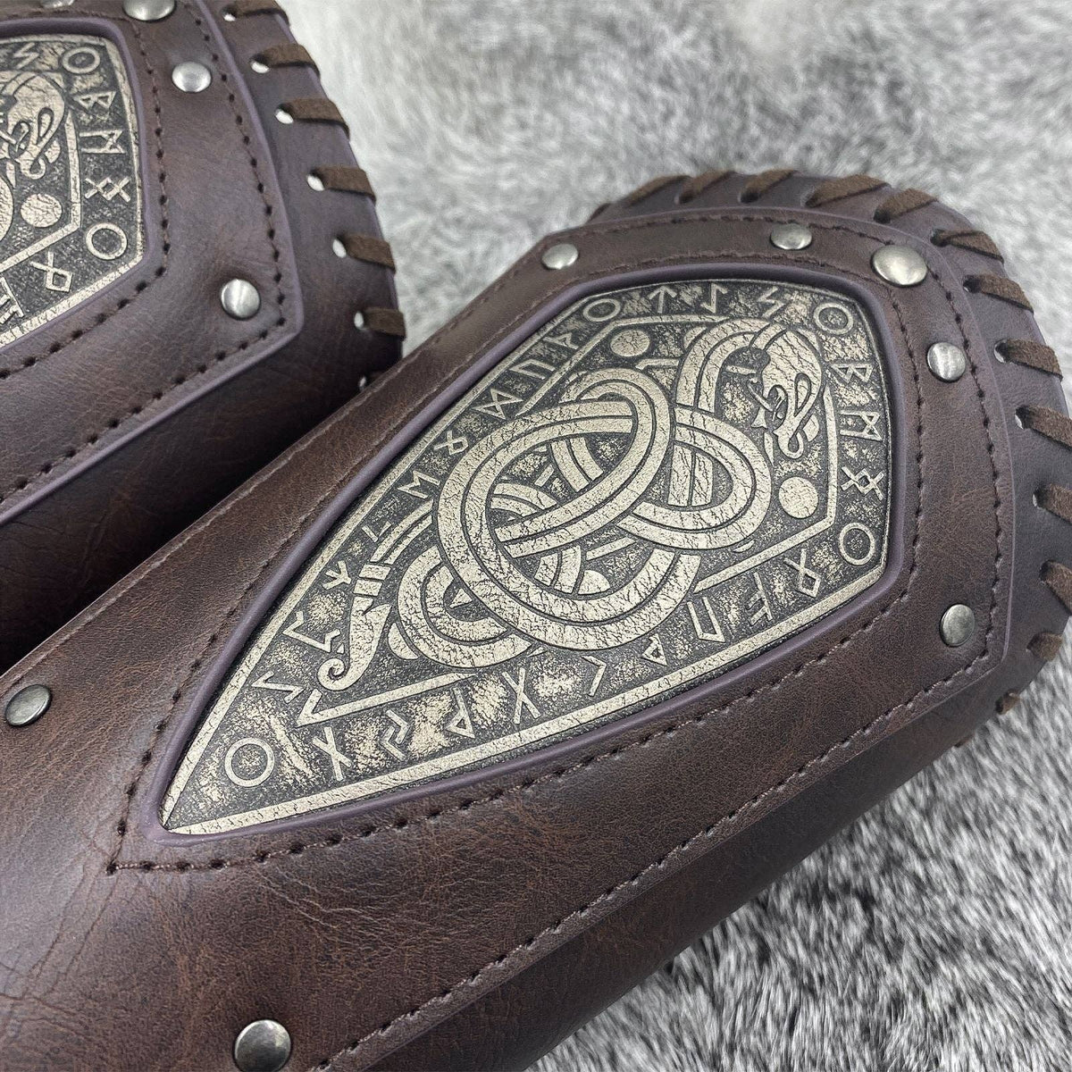Medieval Styled Leather Cuffs Vintage Nordic Viking Inspired: Black (Single)