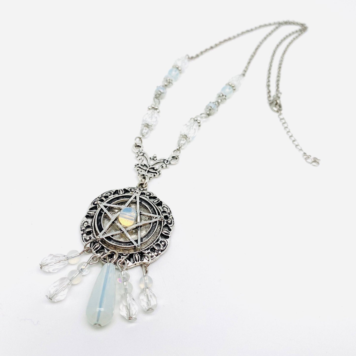Gothic Mystery Hexagram Pendant Necklace: Ancient silver