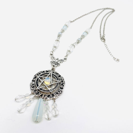 Gothic Mystery Hexagram Pendant Necklace: Ancient silver