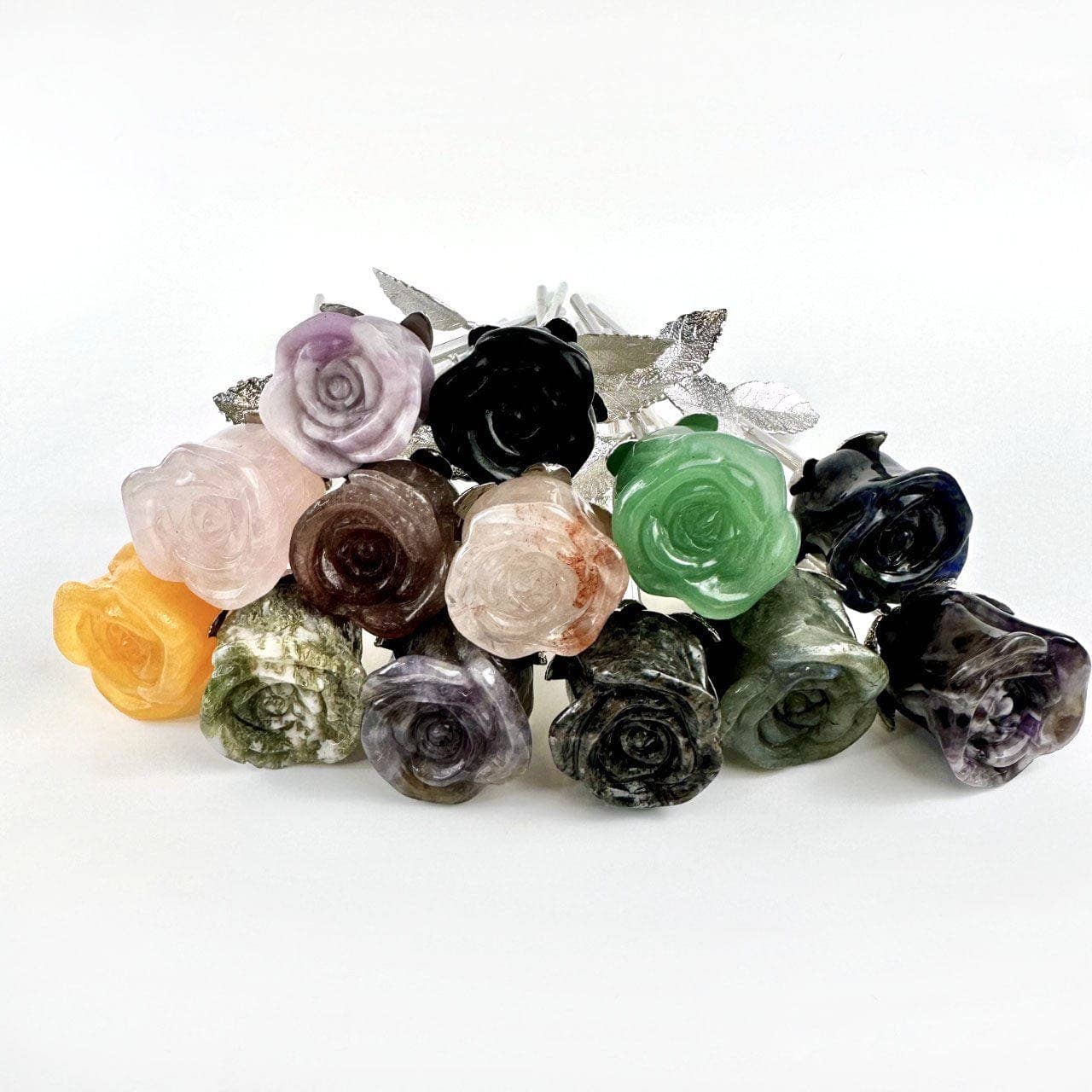 Crystal Rose - Carved Stone -: Labradorite / Gold