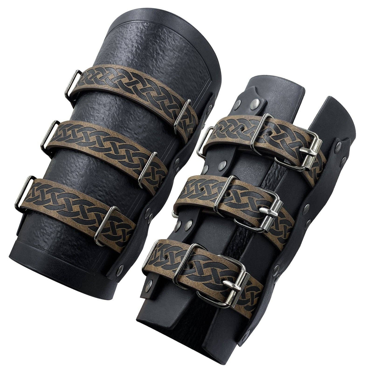 Medieval Knight Arm Bracers Retro Three-Band Costume Accessories: Black (Single)