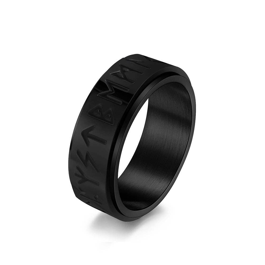 Nordic Viking Rune Rotating Stress Relief Titanium Steel Ring Unisex Jewelry: Antique Silver / 9#