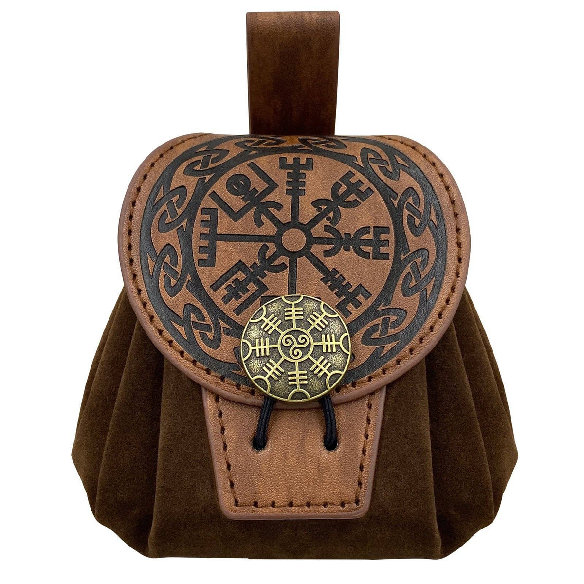 Medieval Disc Pouch Bag Nordic Viking Vintage Style: Style C Round Knot Brown