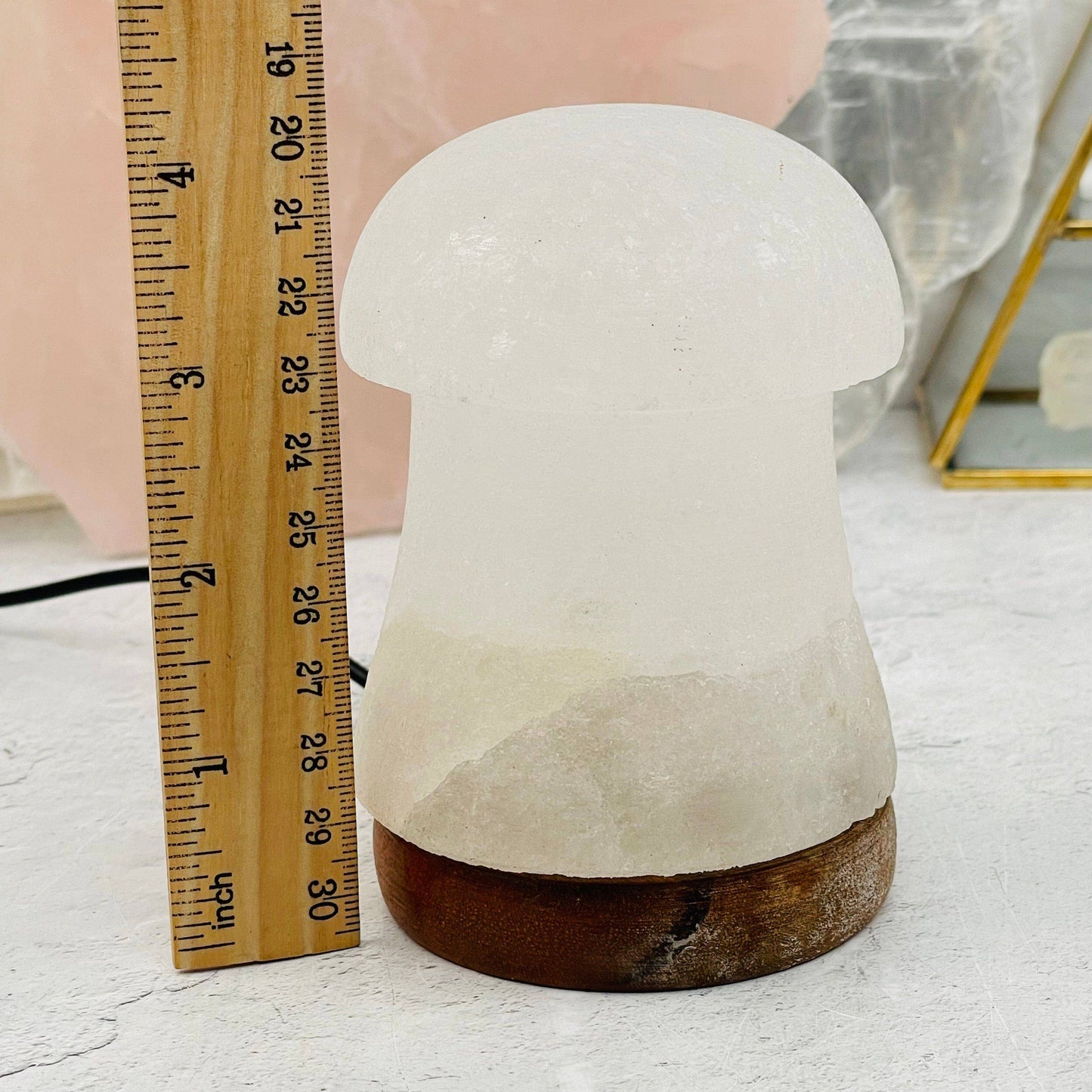 Crystal Himalayan Salt White Mushroom Lamp - Color Changing