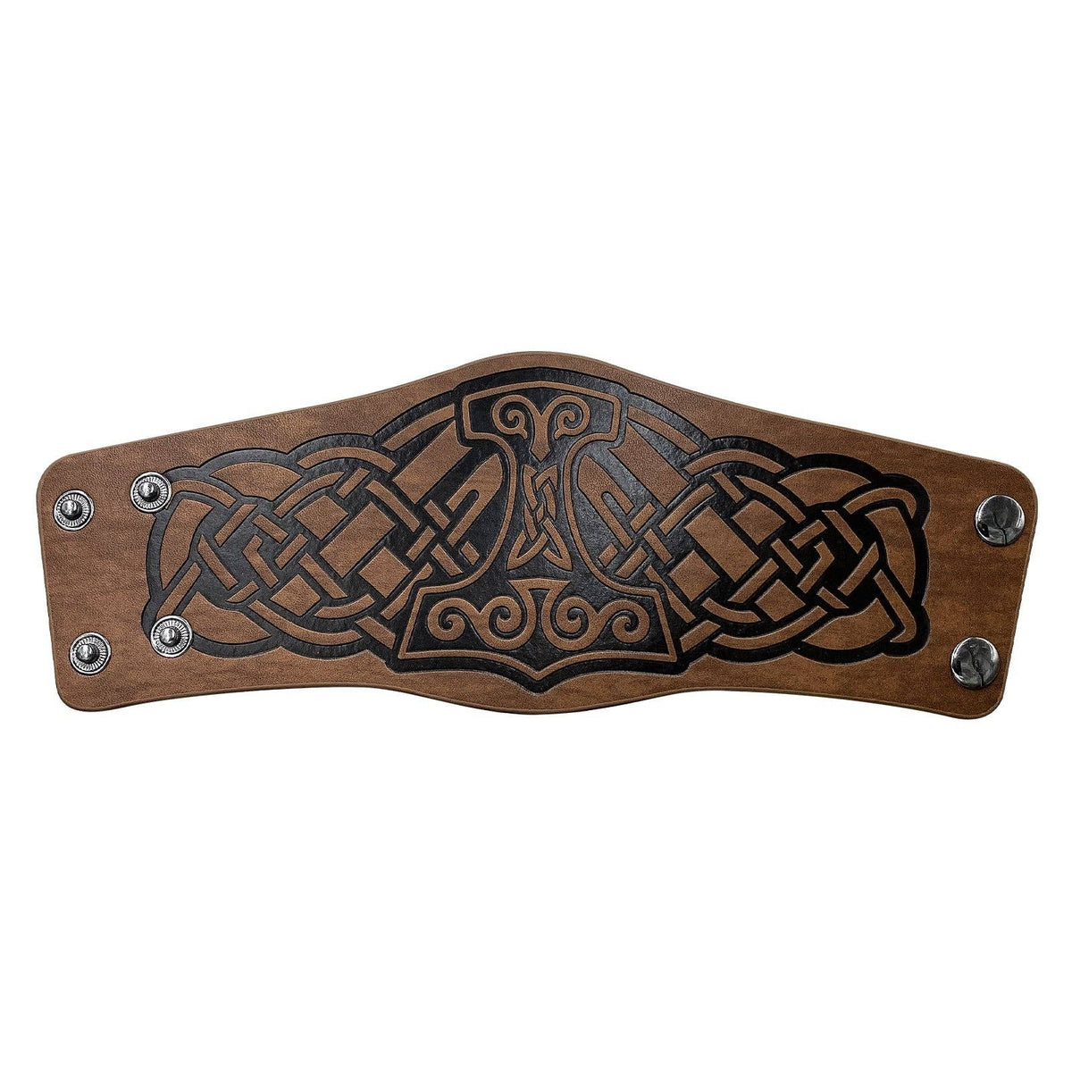 Viking Style Leather Cuff Bracelets with Embossed Design: Style A Dragon Black (Single)