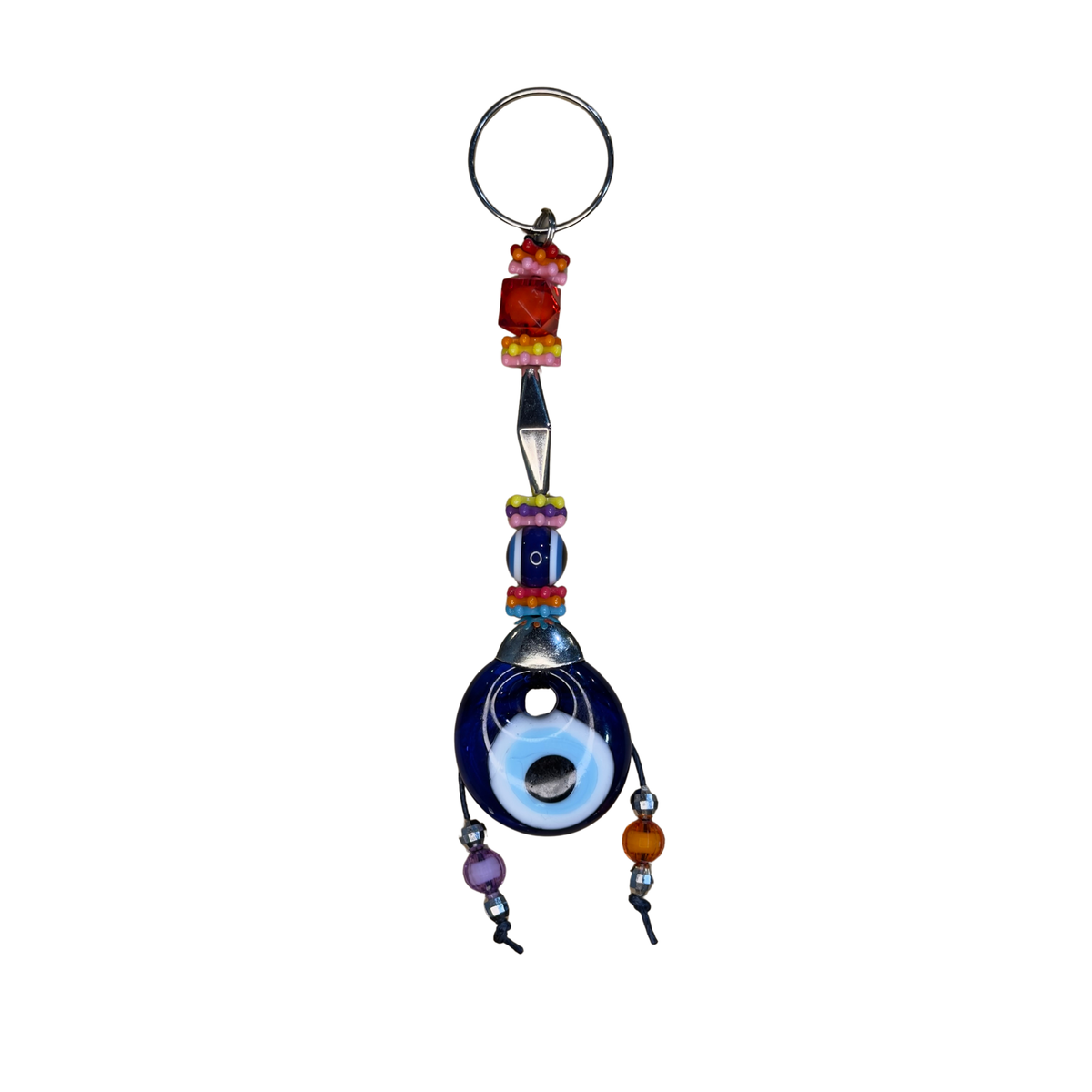 Handmade Glass Evil Eye Keychain – Turkish Key Ring – Assorted Blue Glass Keychain