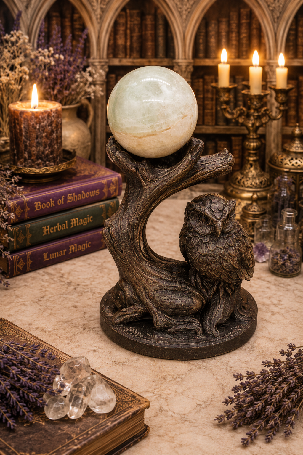 Owl Crystal Sphere Holder