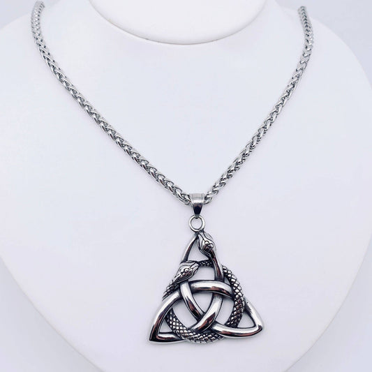 Viking Snake Celtic Knot Stainless Steel Necklace - MJ/MNP: Pendant + chain