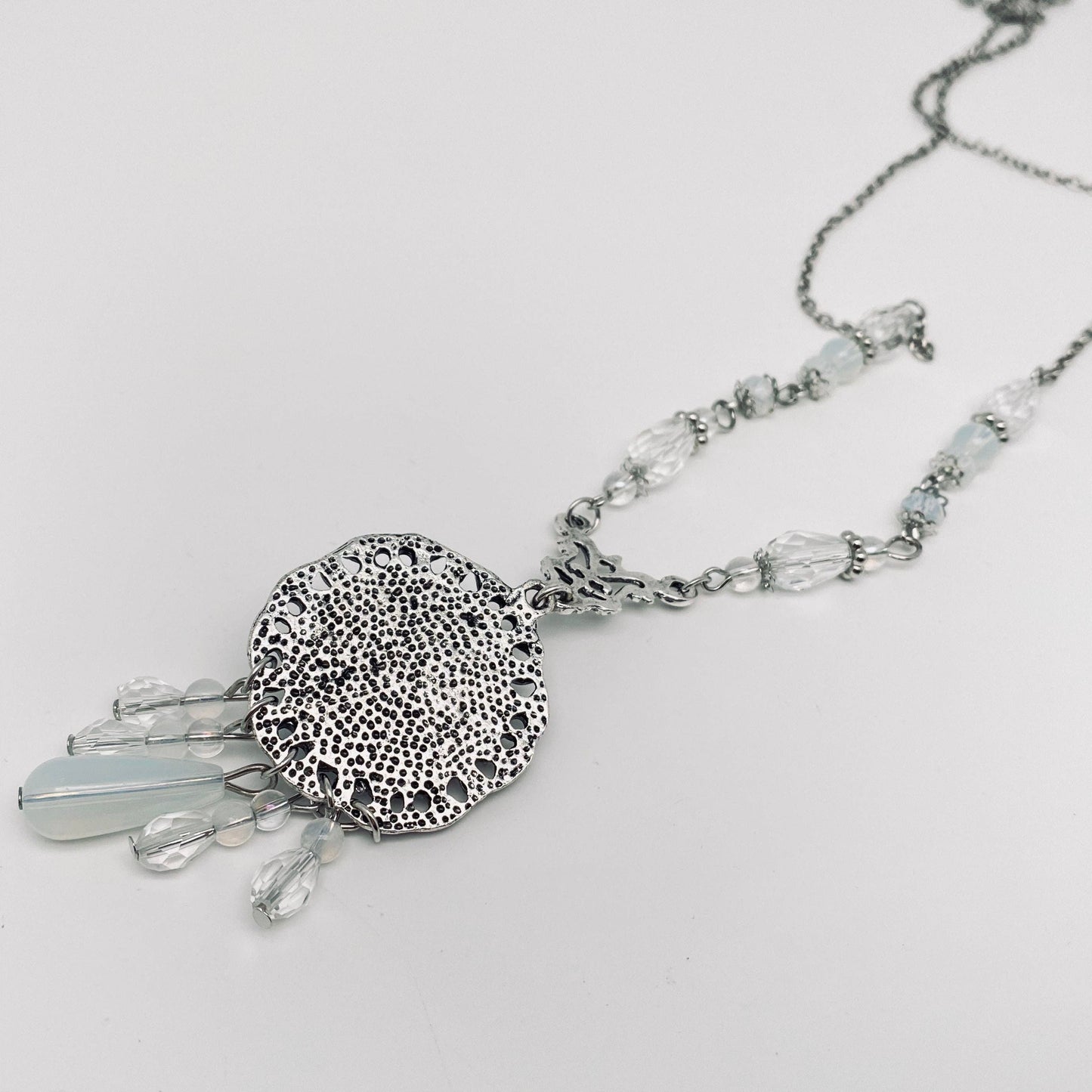 Gothic Mystery Hexagram Pendant Necklace: Ancient silver
