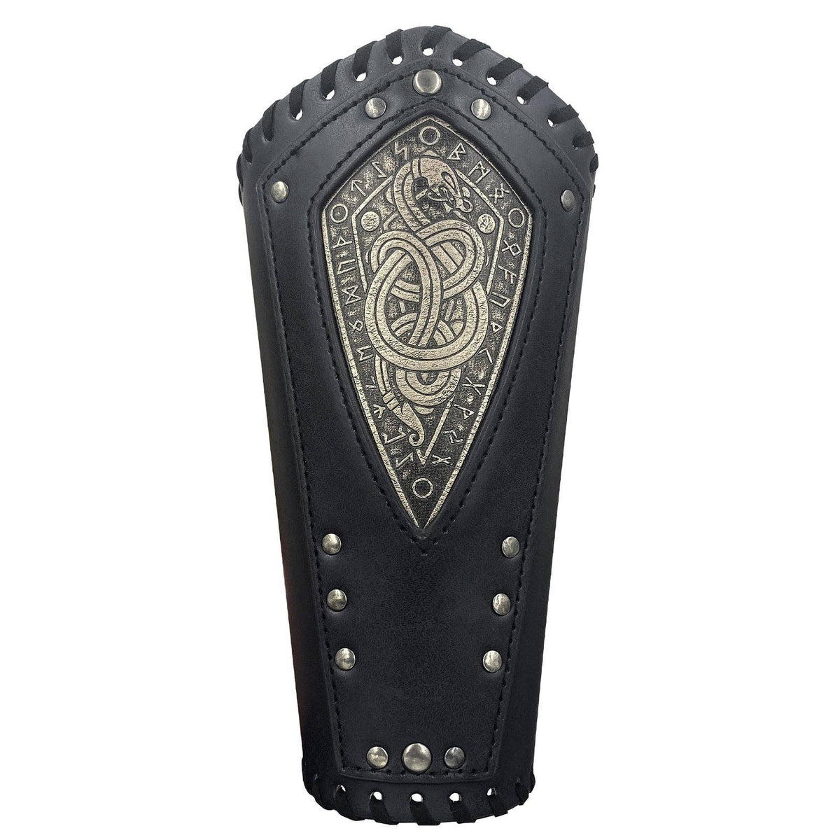 Medieval Styled Leather Cuffs Vintage Nordic Viking Inspired: Black (Single)