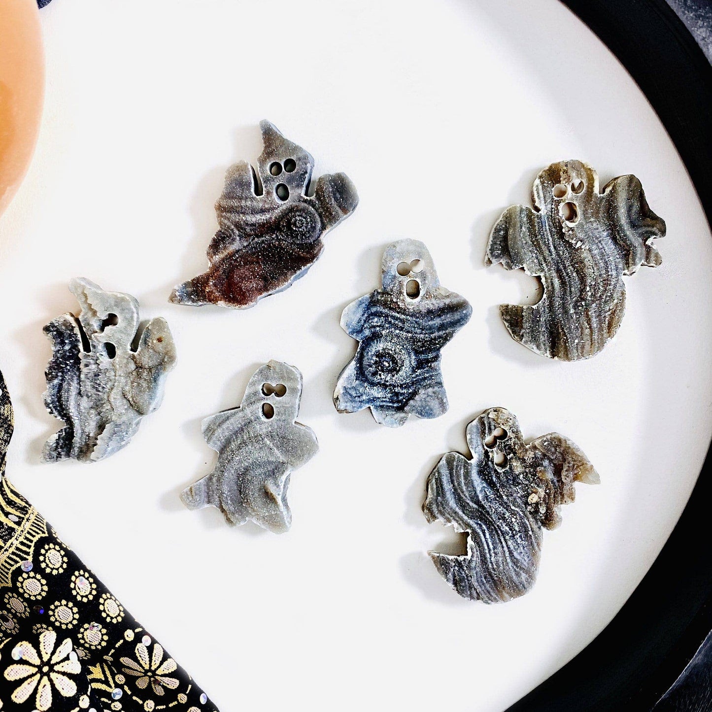 Crystal Chalcedony Ghost Cabochons Halloween Witch Decor: Style 1
