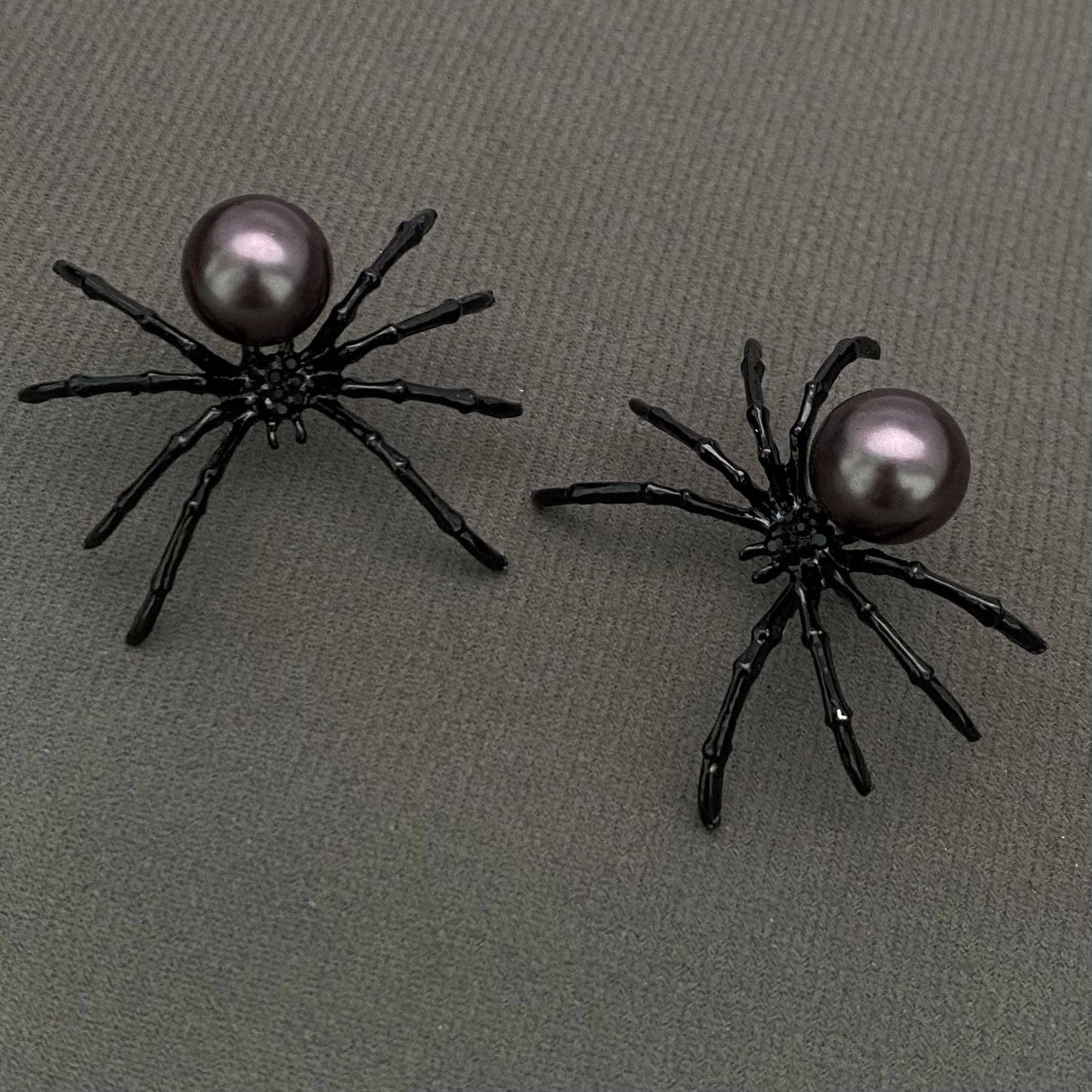 Gothic Black Spider Post Earrings - GT