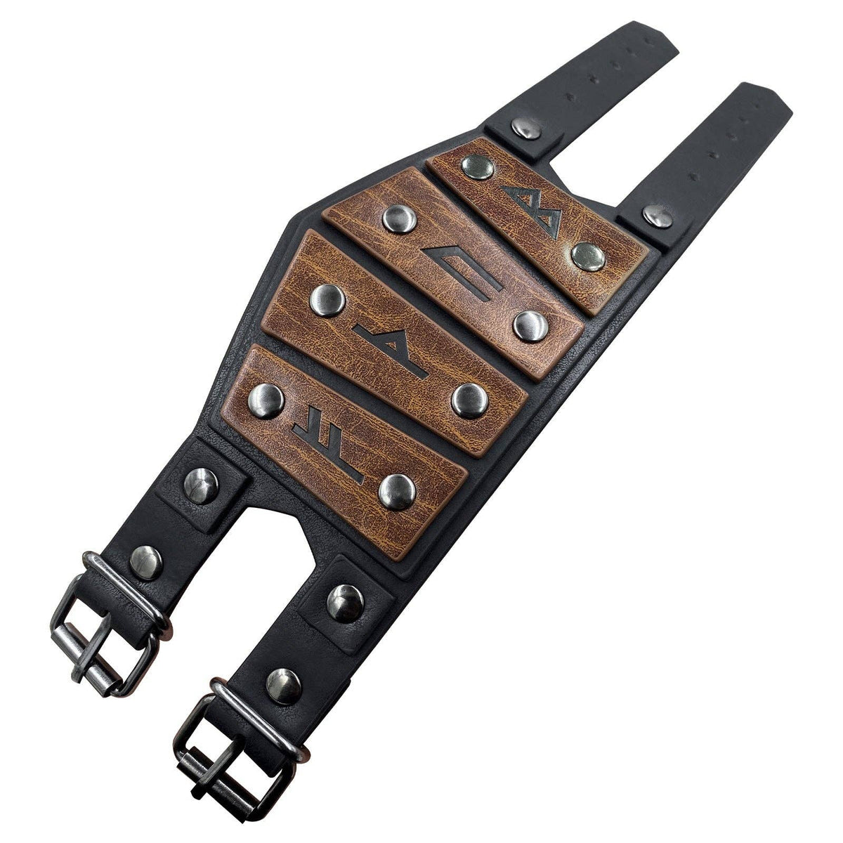 Medieval Rune Leather Bracelet Vintage Nordic Viking Style: Brown B (Single)