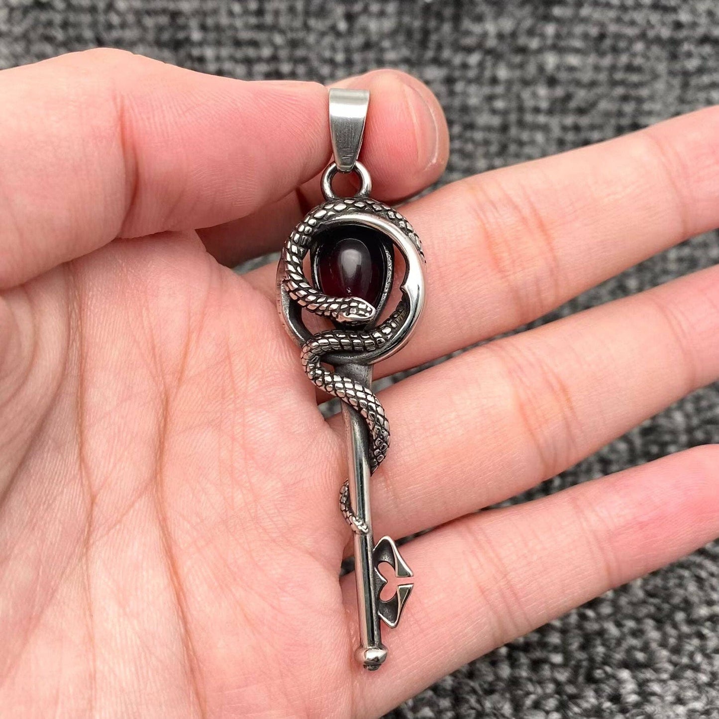 Inlaid Glass Snake Coil The Key S.Steel Pendant - MJ/MNP