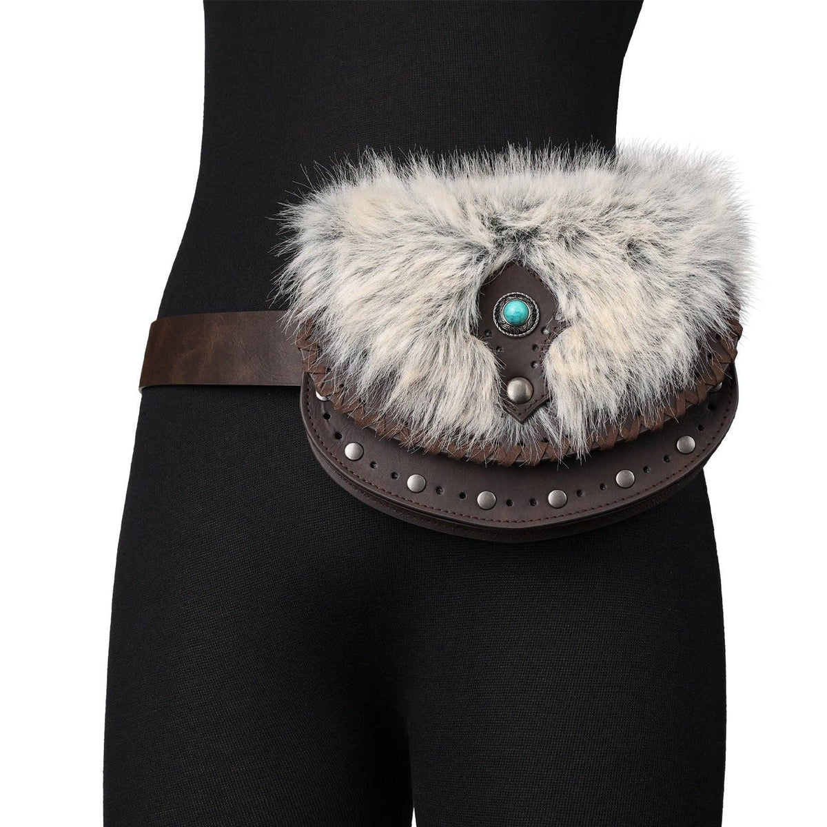 Viking Turquoise Gem Bag Retro Nordic Style: Turquoise Bag Black
