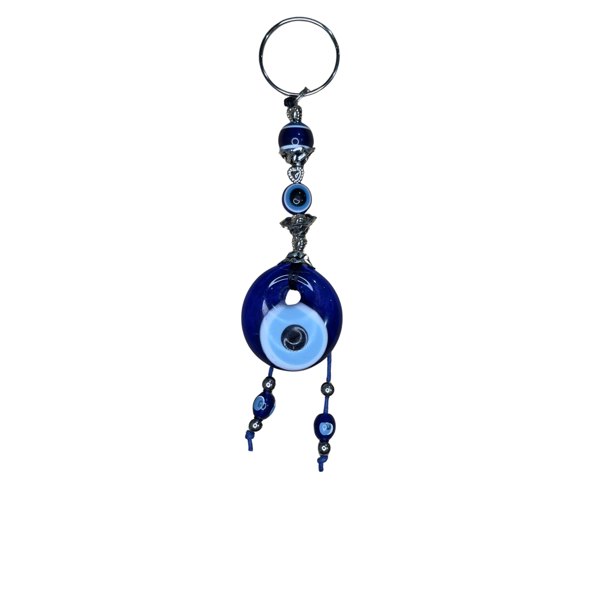 Handmade Glass Evil Eye Keychain – Turkish Key Ring – Assorted Blue Glass Keychain