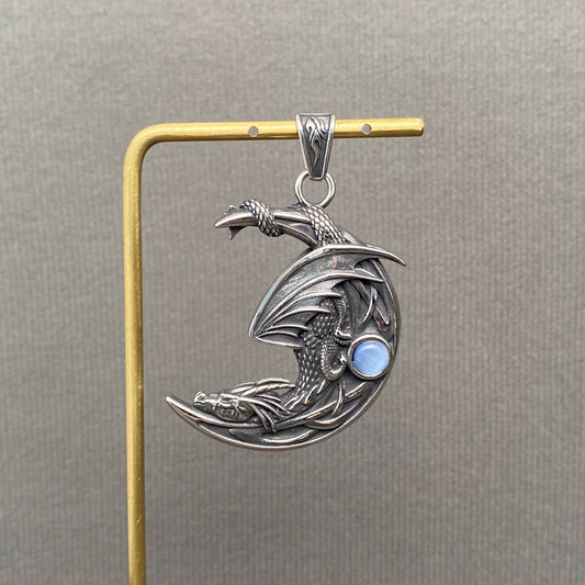 Stone Inlaid Dragon Stainless Steel Pendant - MJ/MNP: B
