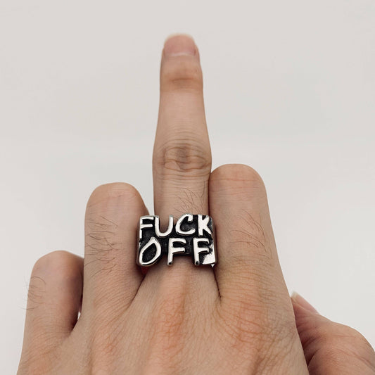 Personalized Fuck Off Stainless Steel Ring - MJ/MR: 9#