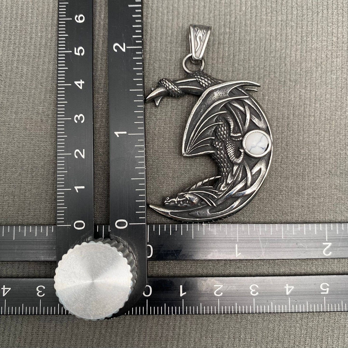 Stone Inlaid Dragon Stainless Steel Pendant - MJ/MNP: B