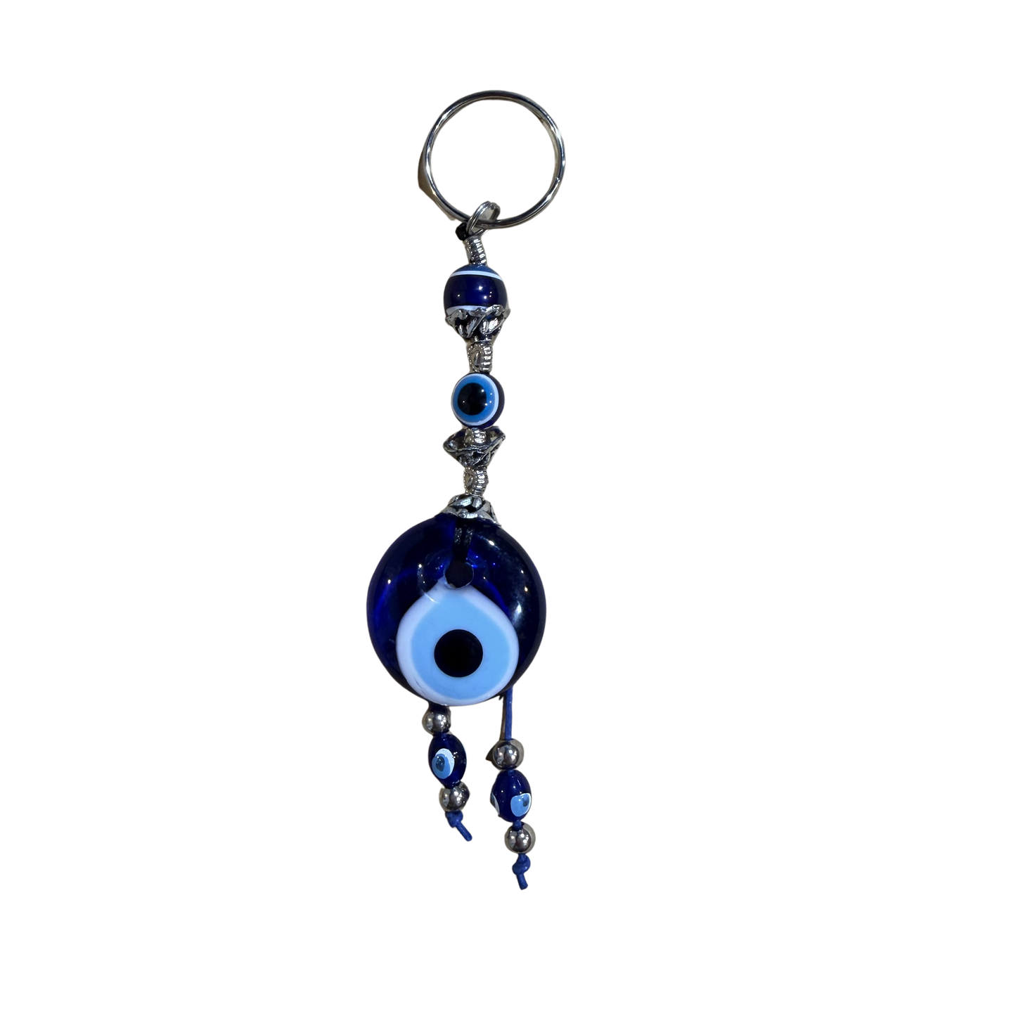Handmade Glass Evil Eye Keychain – Turkish Key Ring – Assorted Blue Glass Keychain
