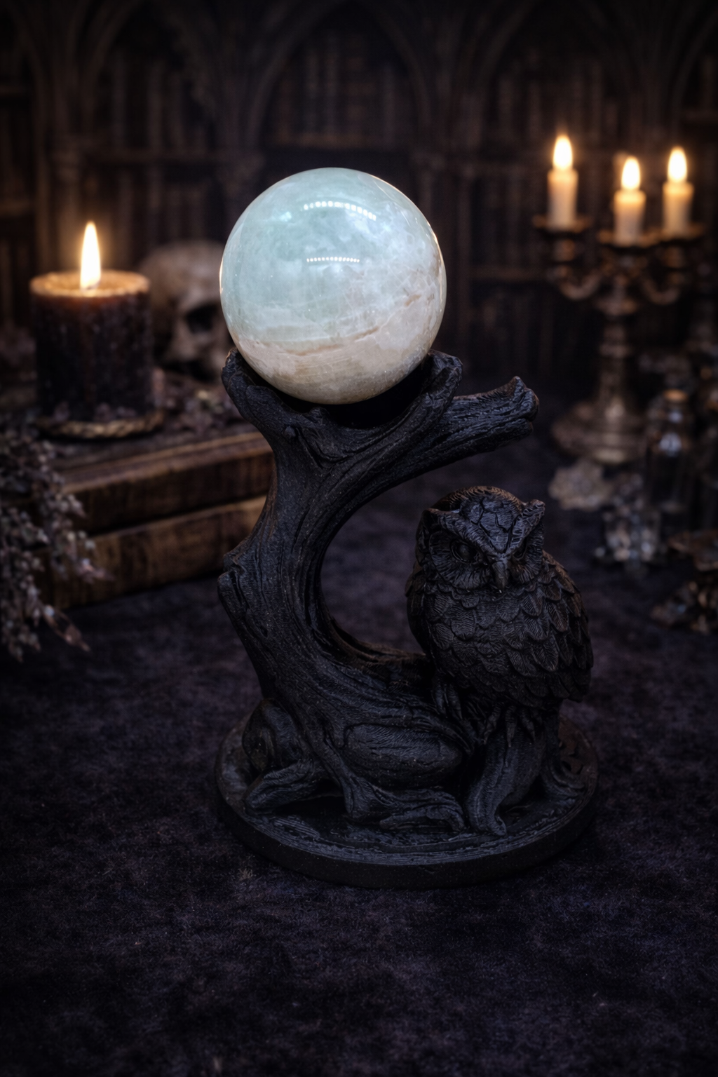 Owl Crystal Sphere Holder