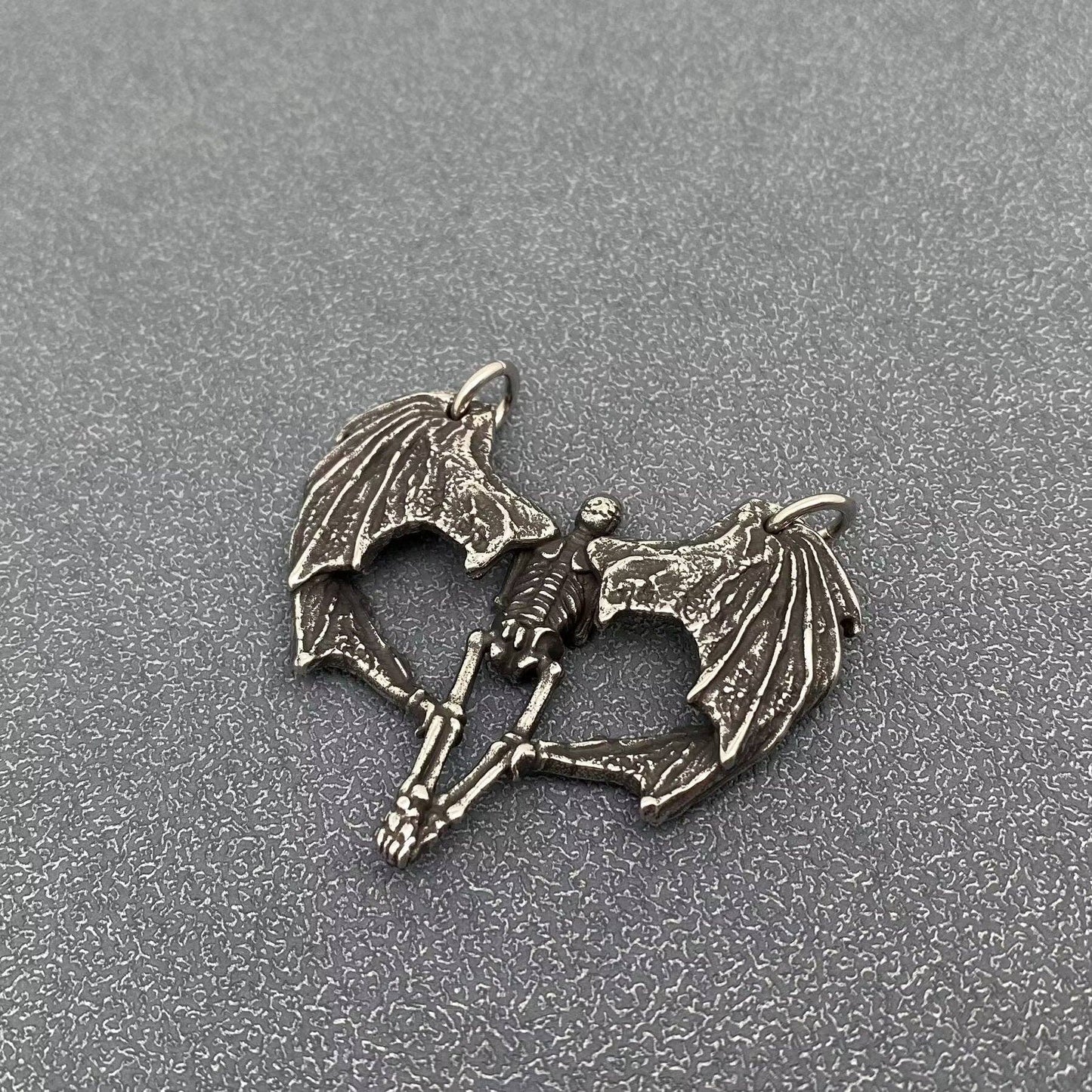 Gothic Stainless Steel Demon Wings Skull Craft Charm -MJ/MNP
