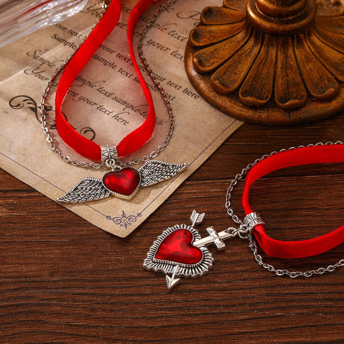 Gothic Lace Rose Choker Necklace with Tassels: YR3866-2